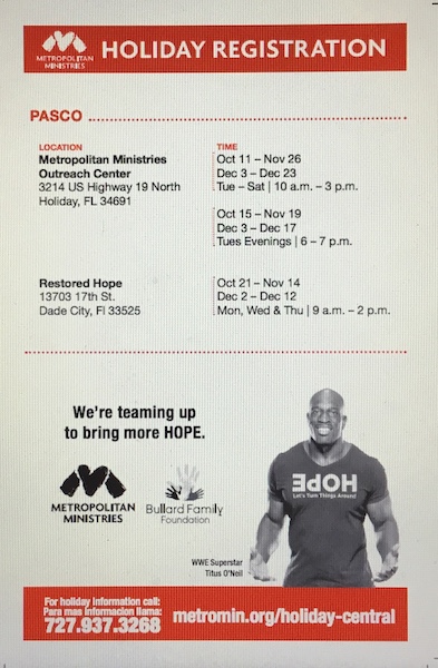 Metropolitan Ministries Holiday Registration