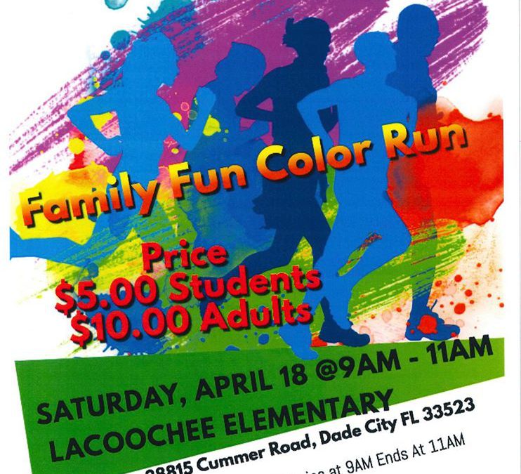 Please Come Join us for our 2019 – 2020 Color Run Event