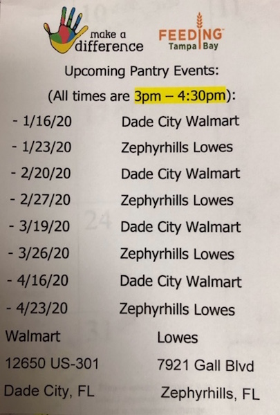 Making a Difference Upcoming Pantry Events
