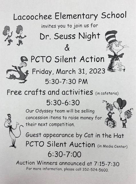 Lacoochee Elementary School’s Dr. Seuss Night & PCTO Silent Action